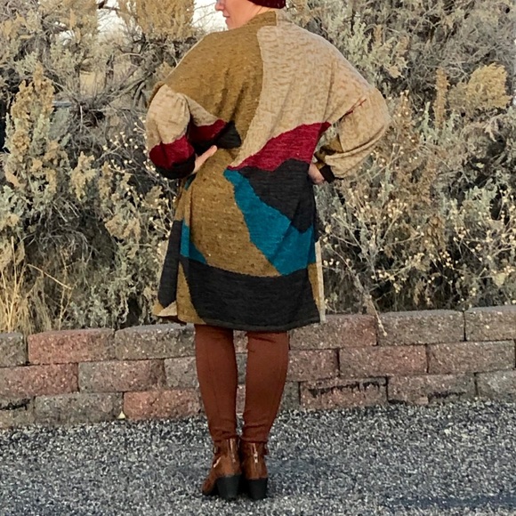 New! Multi Color Balloon Sleeve Cardigan - Picture 6 of 8